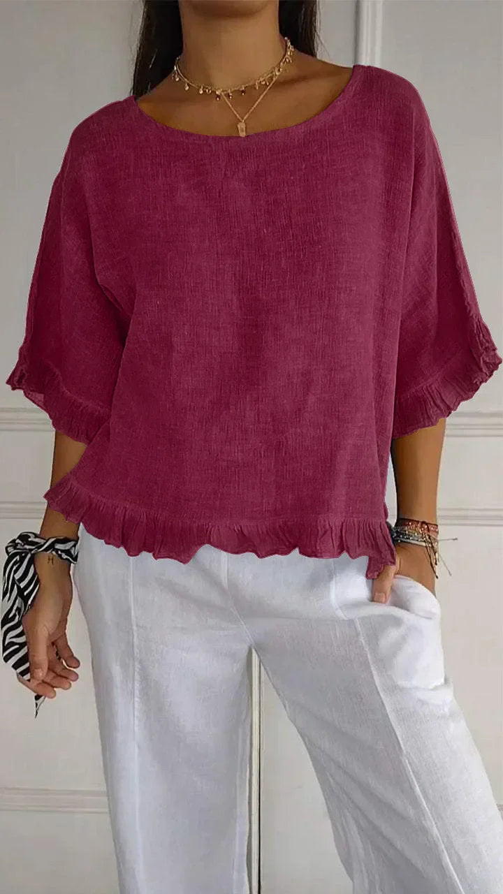 Patsy - Round Neck Linnen Blouse
