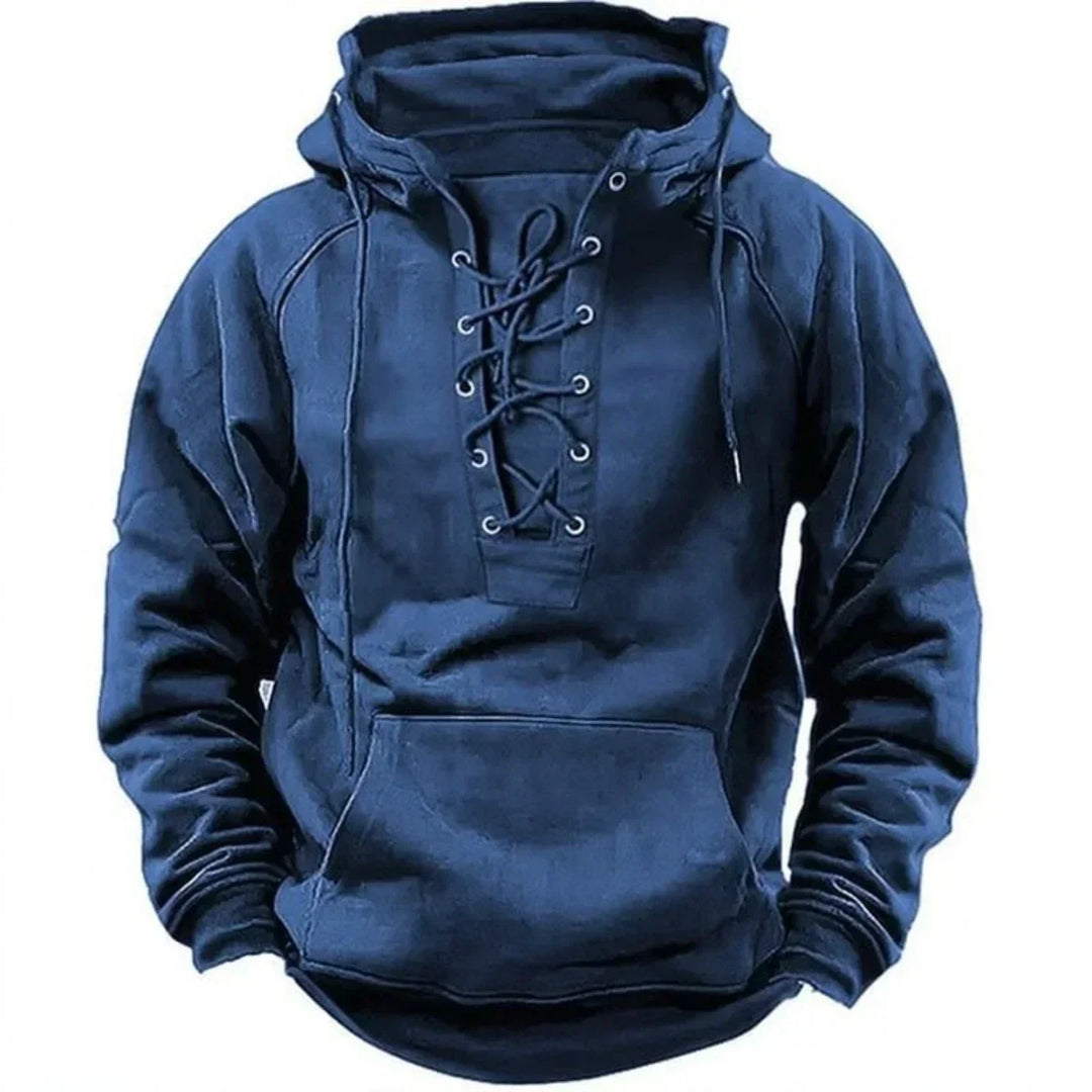 Ronan - Casual Lace Up Long Sleeve Hoodie