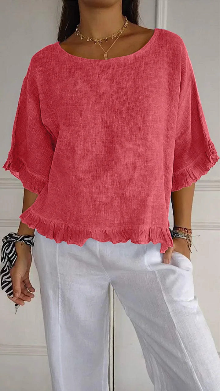 Patsy - Round Neck Linnen Blouse
