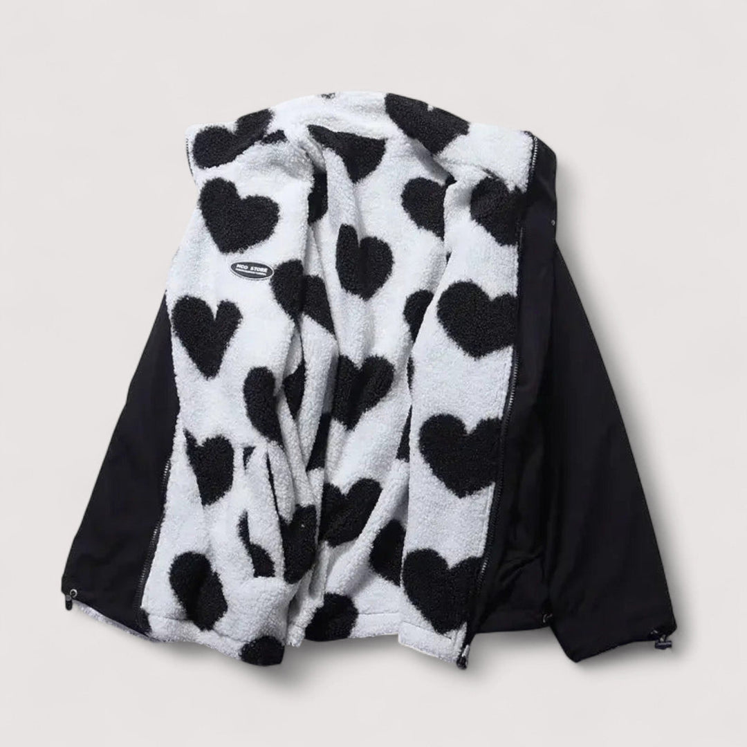 Noveora - Reversible Heart Print Jacket