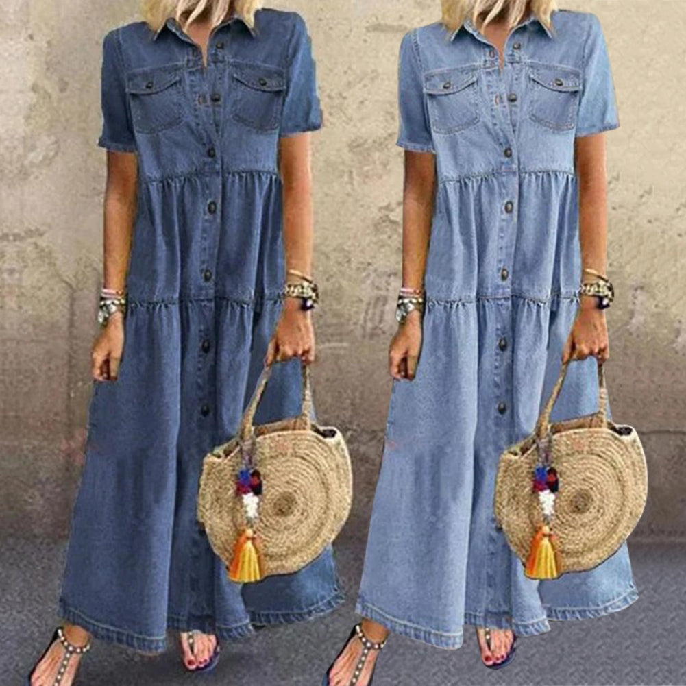 Gudelia - Casual Short Sleeve Dress With Pocket