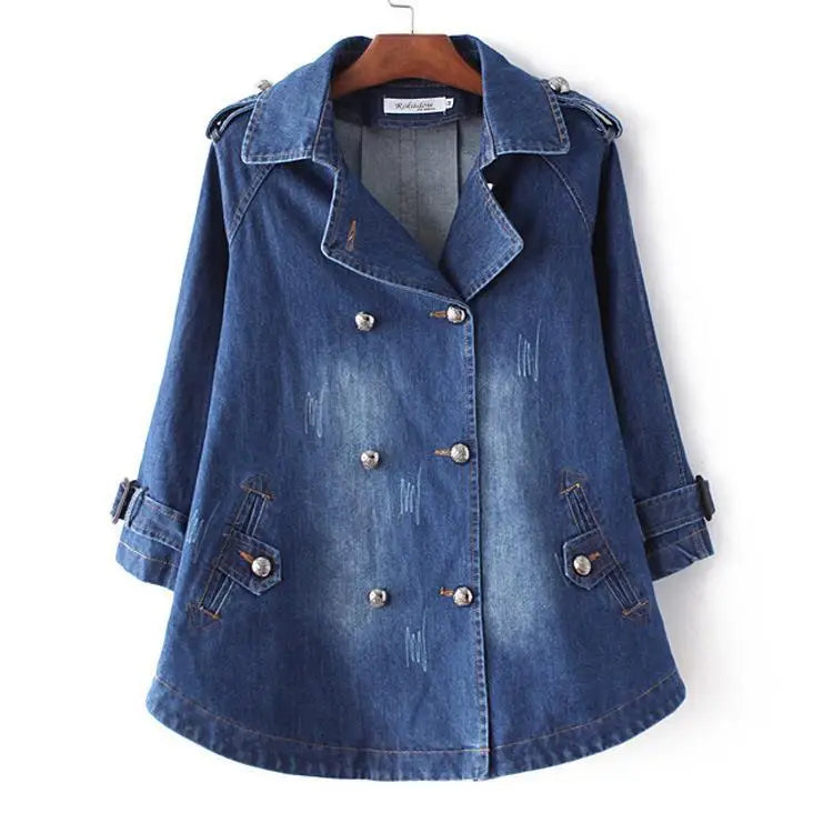Sezina - Stylish Denim Cape Coat