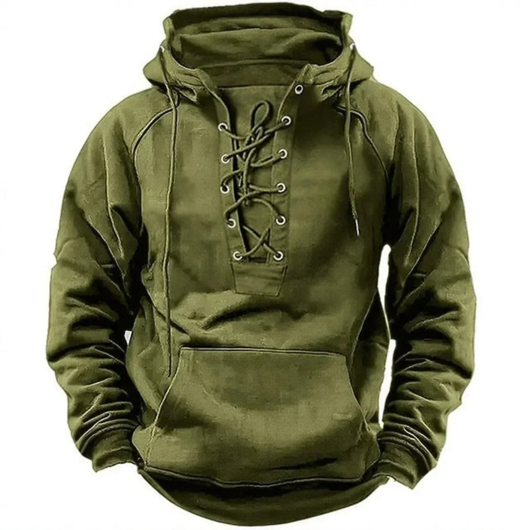 Ronan - Casual Lace Up Long Sleeve Hoodie