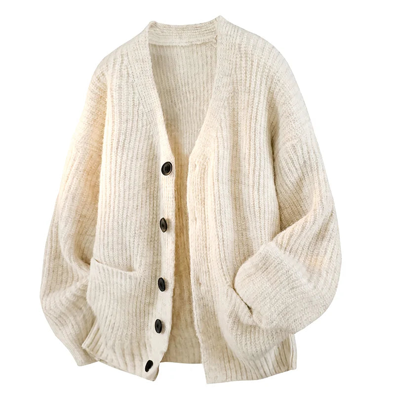Laviora - Relaxed V-Neck Cardigan