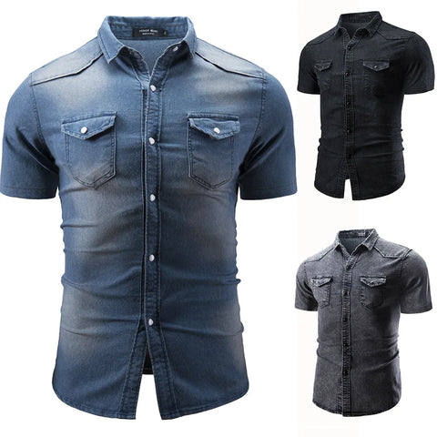 Sean - Short Sleeve Denim Shirt With Pockets