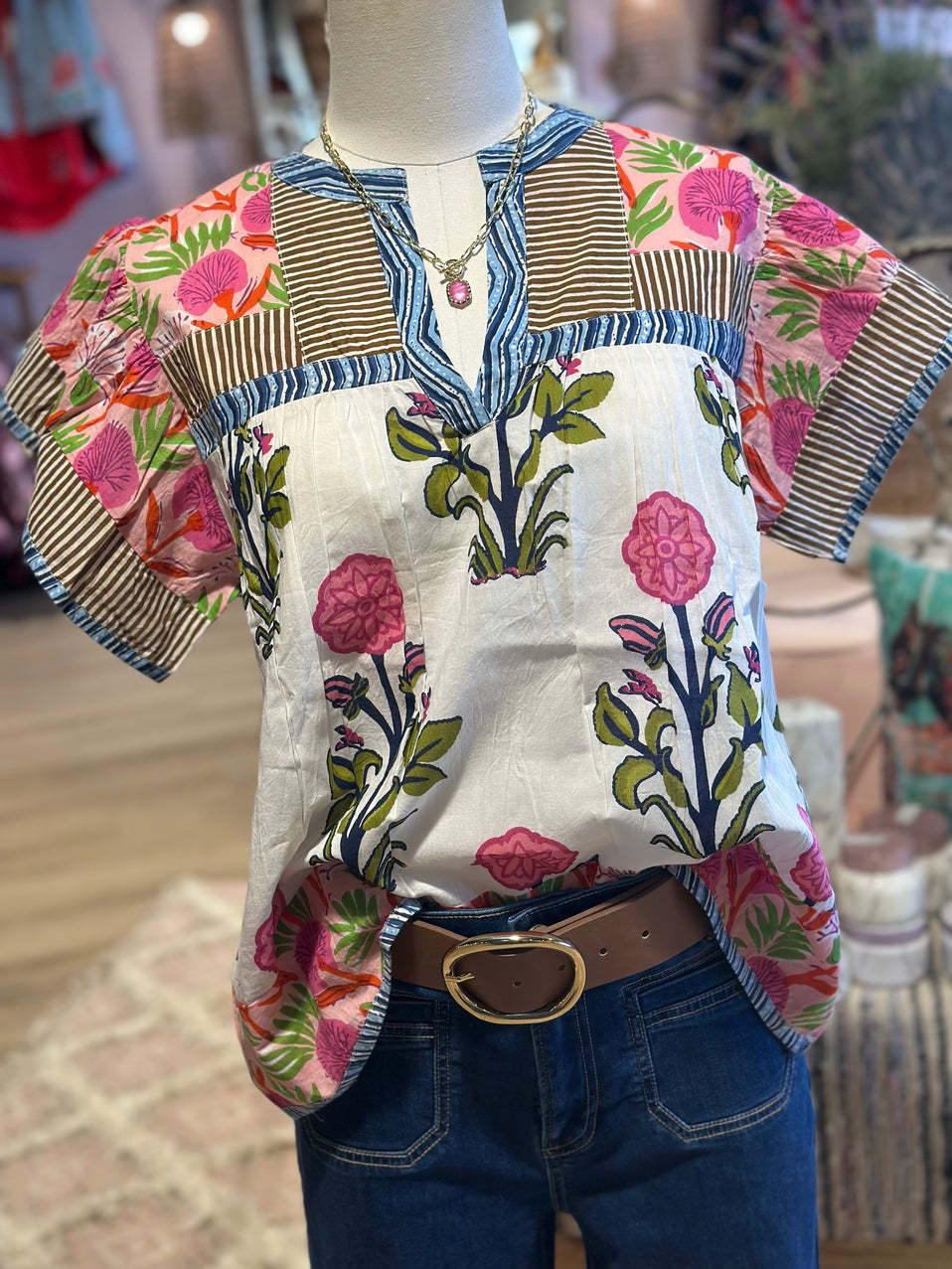 Minta - Casual Floral Print Blouse
