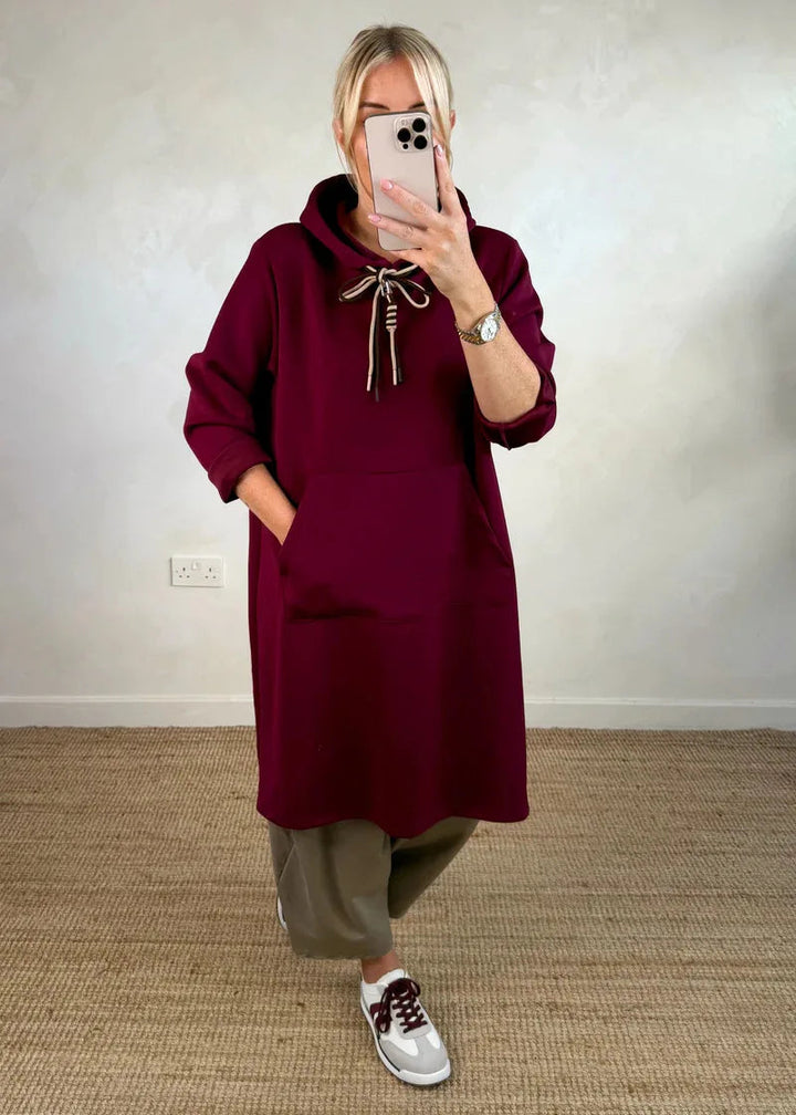 Michaella - Hooded Tunic Dress With Front Pockets