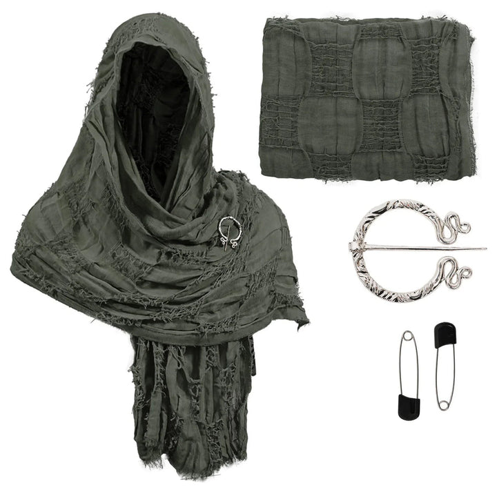 RuneWrap - Medieval Hooded Shawl Scarf Cowl