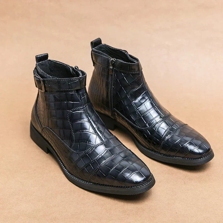 Coetzee – Faux Leather Ankle Boots With Buckle