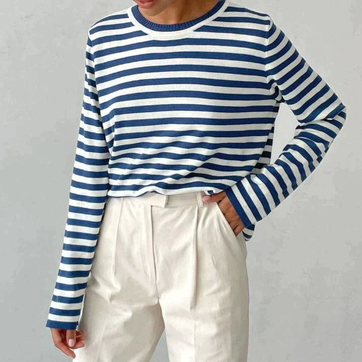 Danonula - Elegant Long Sleeve Sweater With Strape Pattern