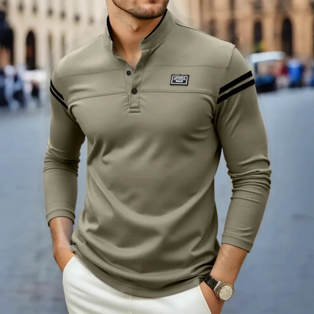 Grayson - Casual Long Sleeve Shirt With Shoulder Stripes