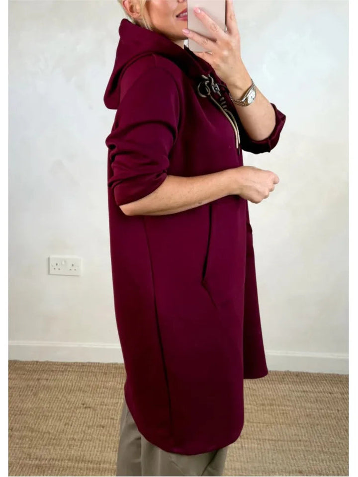 Michaella - Hooded Tunic Dress With Front Pockets