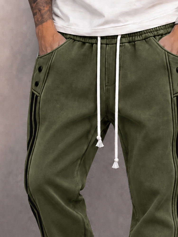 Vespeline - Casual Faux Suede Side Stripe Jogger Pant