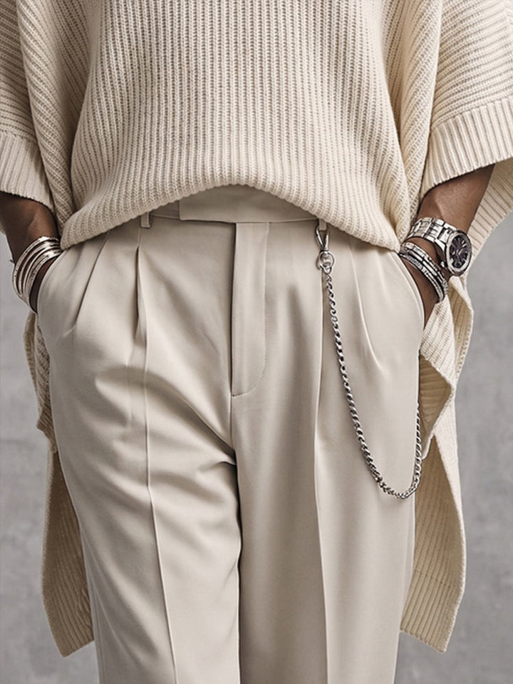 Linnisira - Oversized Ribbed Turtleneck Poncho Sweater