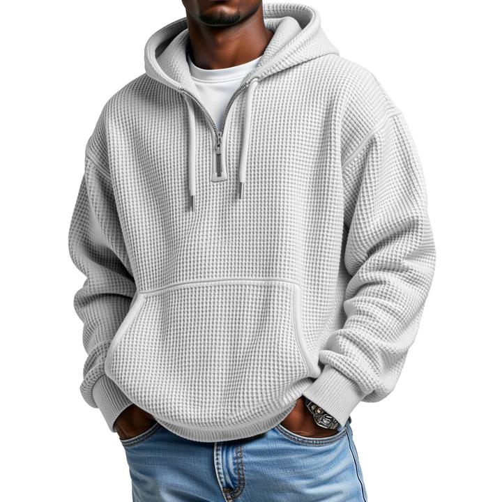 Frejaalina - Waffle Knitted Long Sleeve Hoodie