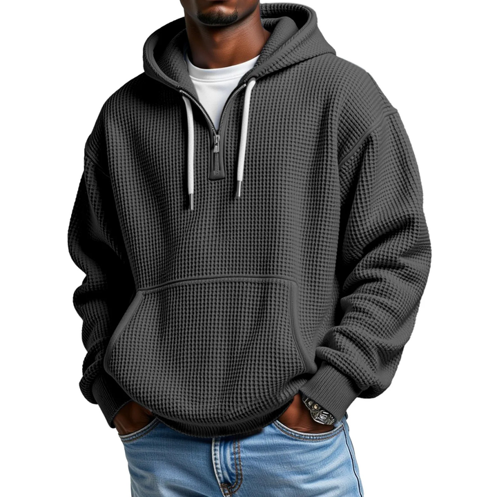 Frejaalina - Waffle Knitted Long Sleeve Hoodie