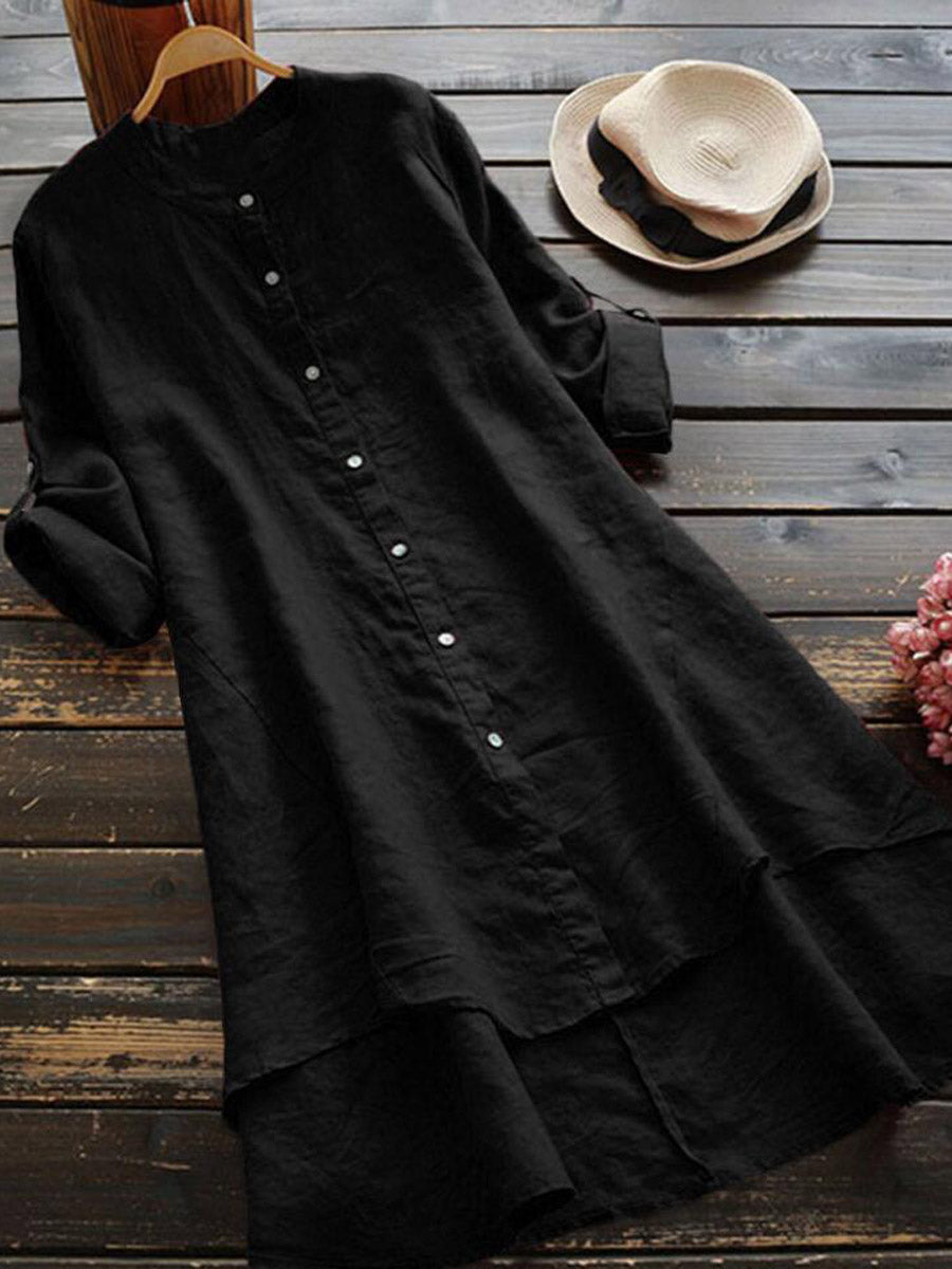 Haleena - Casual Linen Shirt Dress