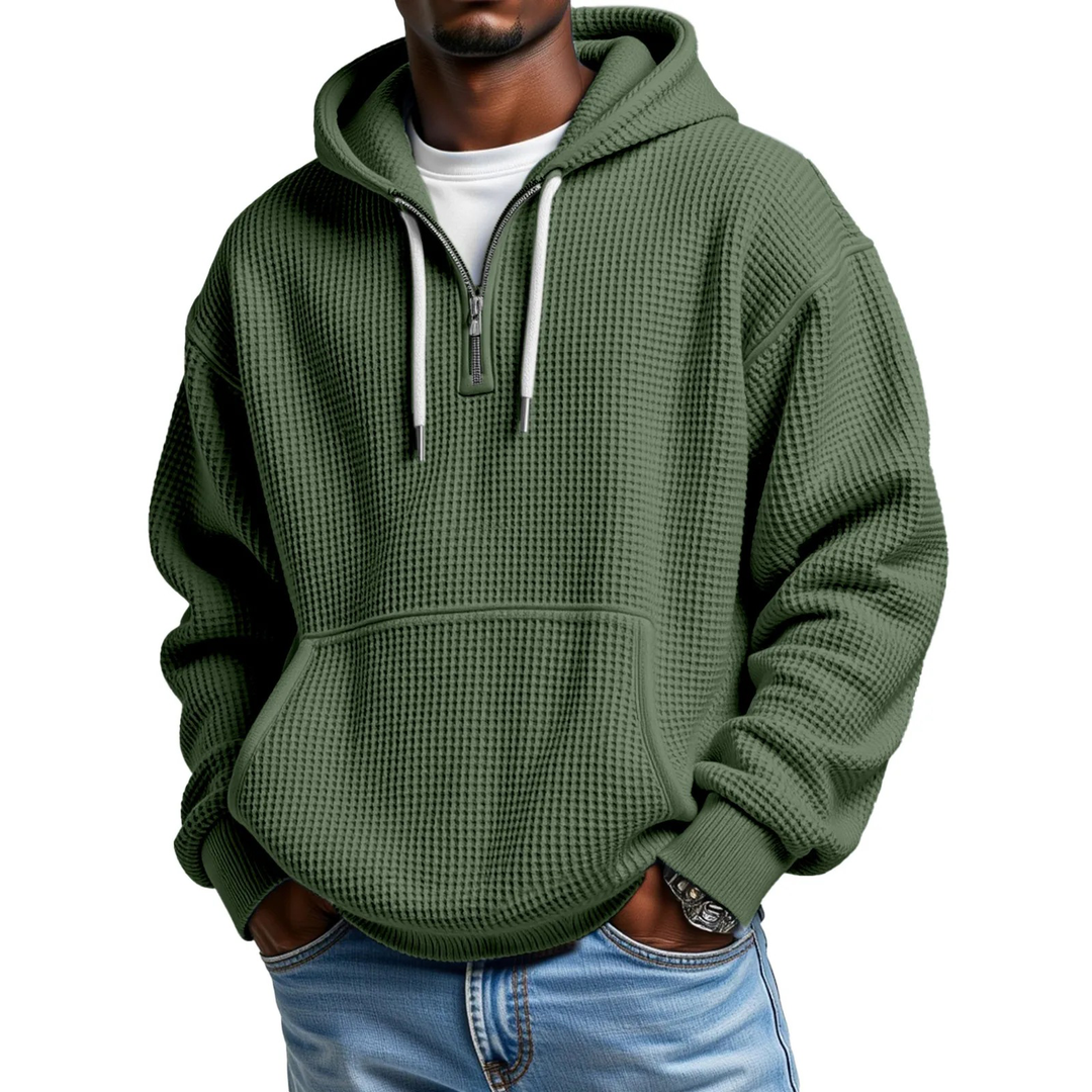 Frejaalina - Waffle Knitted Long Sleeve Hoodie