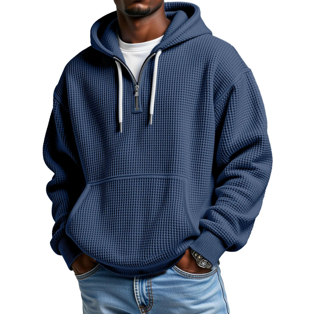 Frejaalina - Waffle Knitted Long Sleeve Hoodie