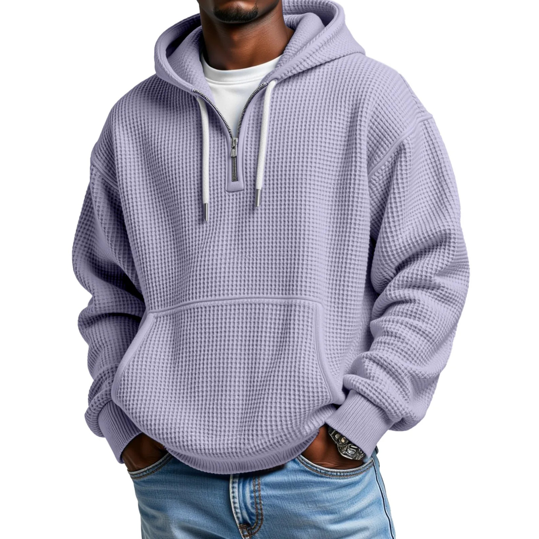 Frejaalina - Waffle Knitted Long Sleeve Hoodie