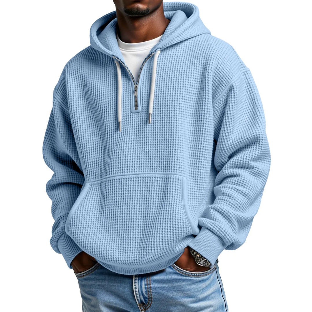 Frejaalina - Waffle Knitted Long Sleeve Hoodie