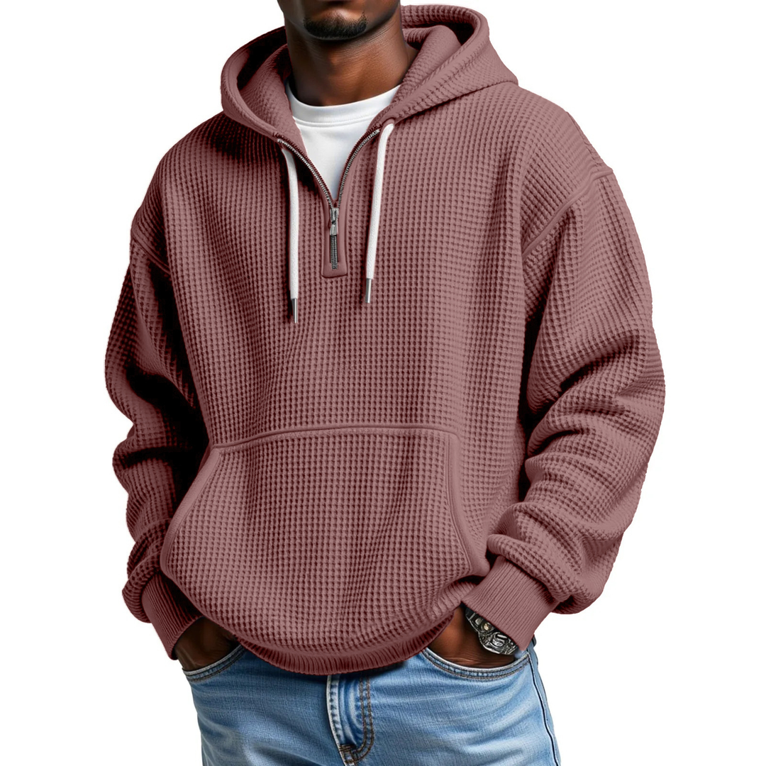 Frejaalina - Waffle Knitted Long Sleeve Hoodie