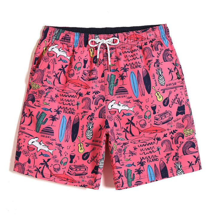 Tobey - Beach Shorts With Tropical Print