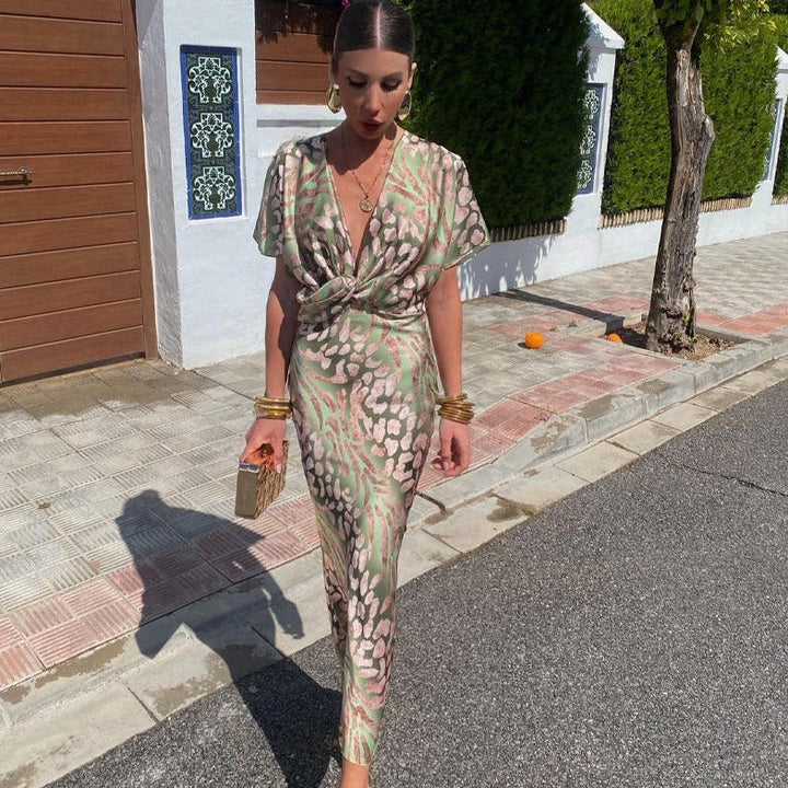 Thalia - Twisted V-Neck Maxi Dress