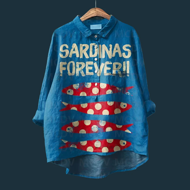 Saioa - Comfortable Vintage Shirt With Fish Print