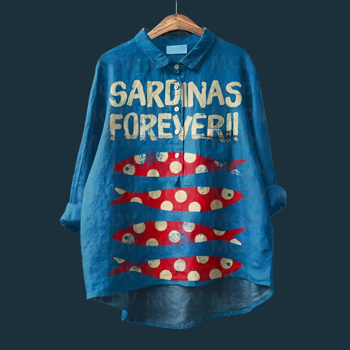 Saioa - Comfortable Vintage Shirt With Fish Print