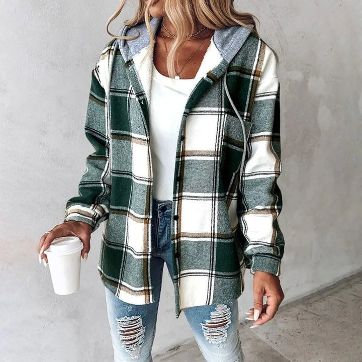 Geneiova - Jacket With Plaid Pattern and Drawstring Hood