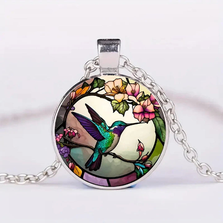 WingAura - Hummingbird Glass Dome Pendant Necklace