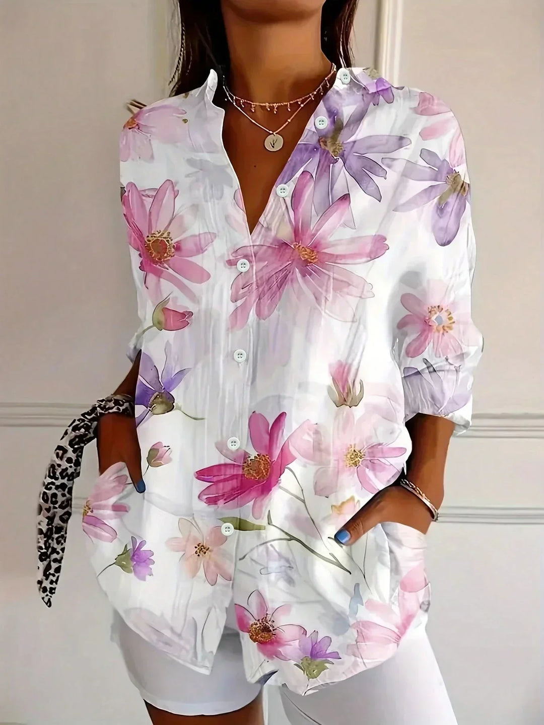 Tzufit - Elegant Long Sleeve With Colorful Pattern Shirt