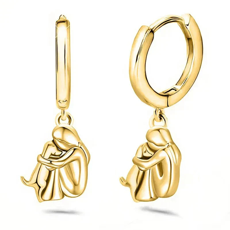 Keren - Earrings With Dog Icon Round Closure