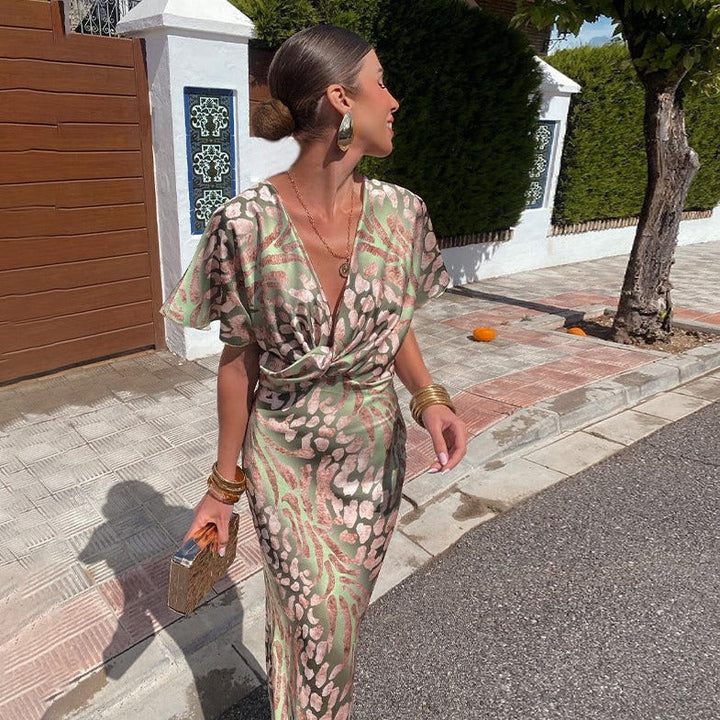 Thalia - Twisted V-Neck Maxi Dress
