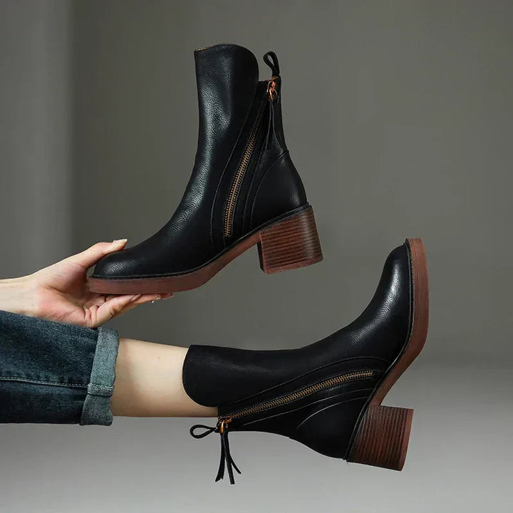 Marcy - Elegant Ankle Boots With Block Heels