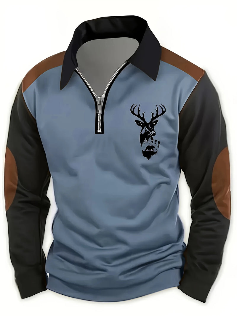 Quenmir - Deer Graphic Long Sleeve Shirt