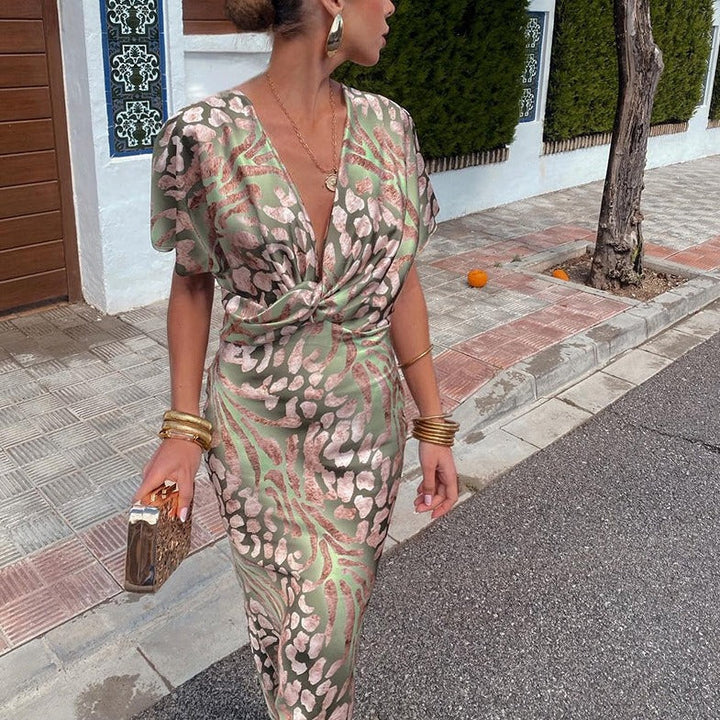Thalia - Twisted V-Neck Maxi Dress