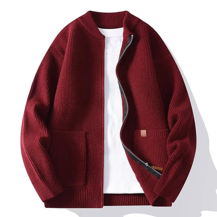 Thalena - Ribbed Knit Zip-Up Cardigan