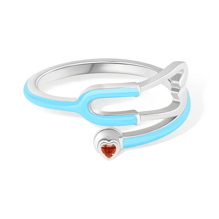 Caitleen - Stethoscope Ring With Heart Birthstone