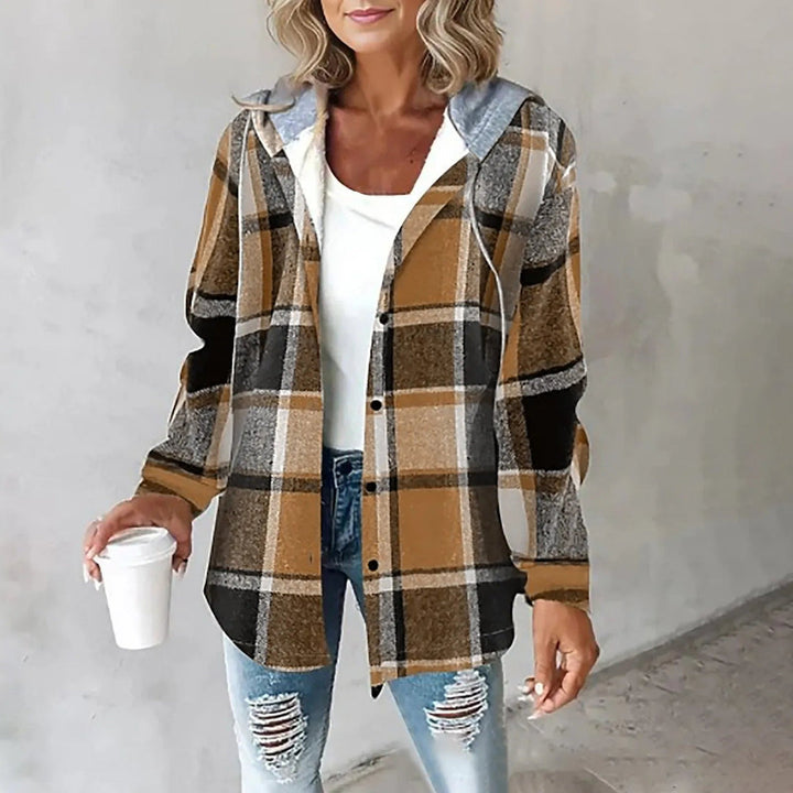 Geneiova - Jacket With Plaid Pattern and Drawstring Hood