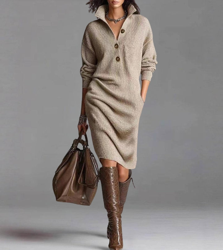 Toshiko - Elegant Knitted Long Sleeve Dress