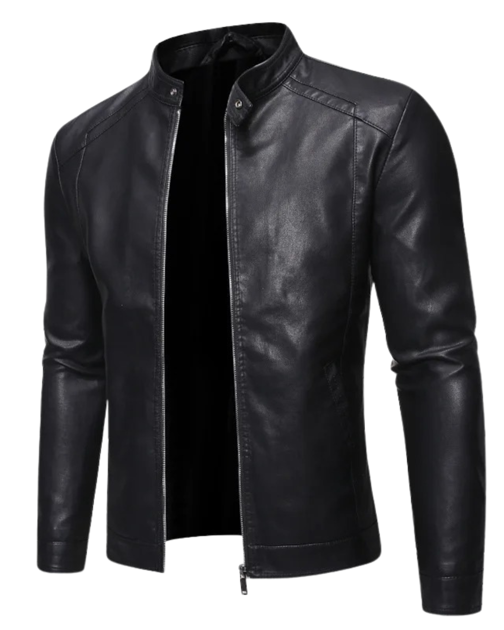 Damian - Leather Jacket With Stand-Up Collar