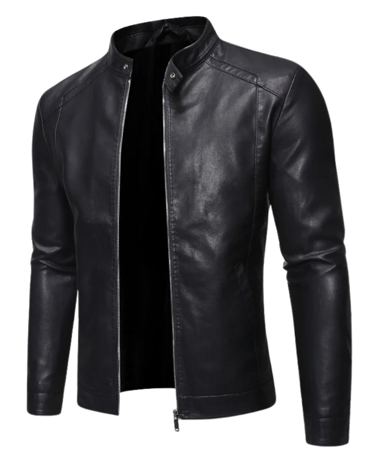 Damian - Leather Jacket With Stand-Up Collar