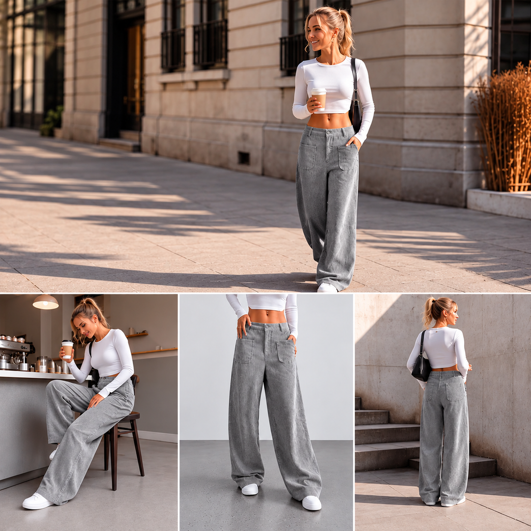Serina - Wide Leg Trousers With Front Pockets