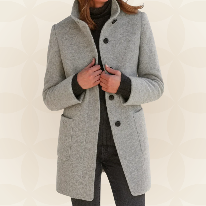 Sylvis - High Collar Longline Button-Up Coat with Pockets