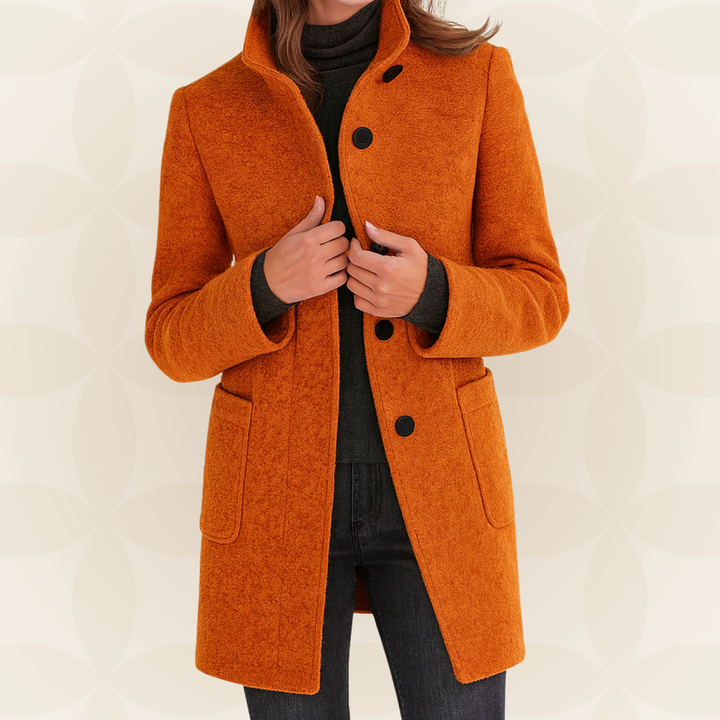 Sylvis - High Collar Longline Button-Up Coat with Pockets