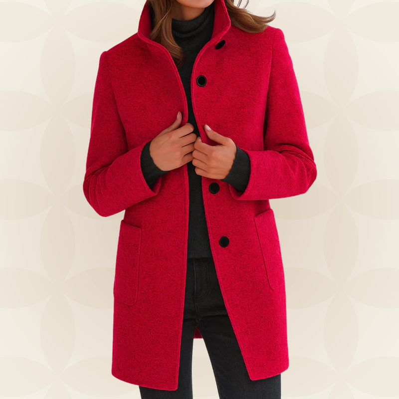 Sylvis - High Collar Longline Button-Up Coat with Pockets