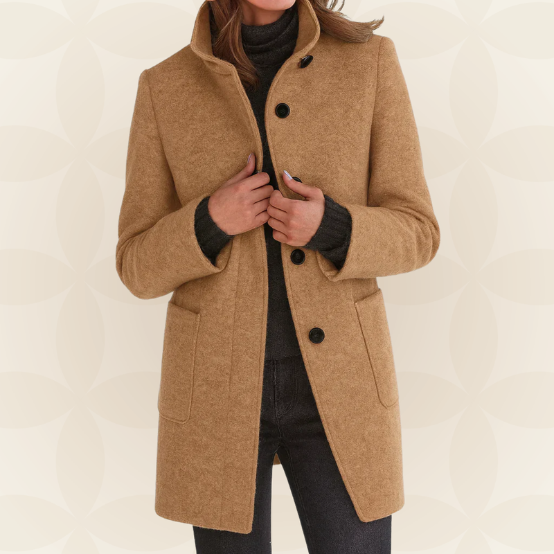 Sylvis - High Collar Longline Button-Up Coat with Pockets