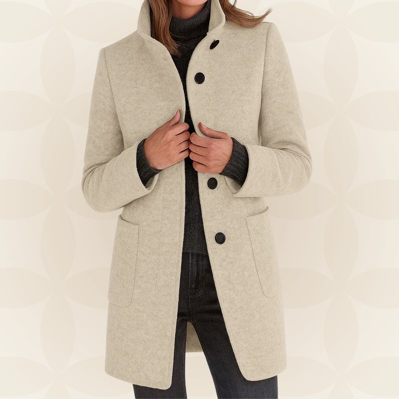 Sylvis - High Collar Longline Button-Up Coat with Pockets